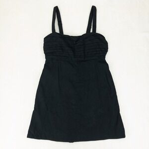 Abercrombie & Fitch Emerson Dress Womens L Tall Black Pleated Linen Blend